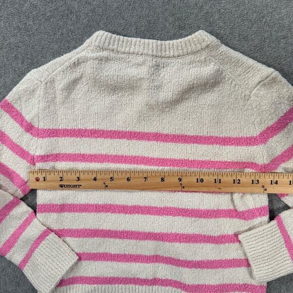Crewcuts Factory Striped Slub Knit Sweater Girls Small 6/7 Crew Neck Pink CB142 - Picture 7 of 7
